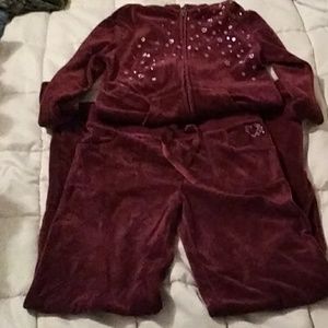SO Girls Burgundy Velour Two Piece Set sz 12